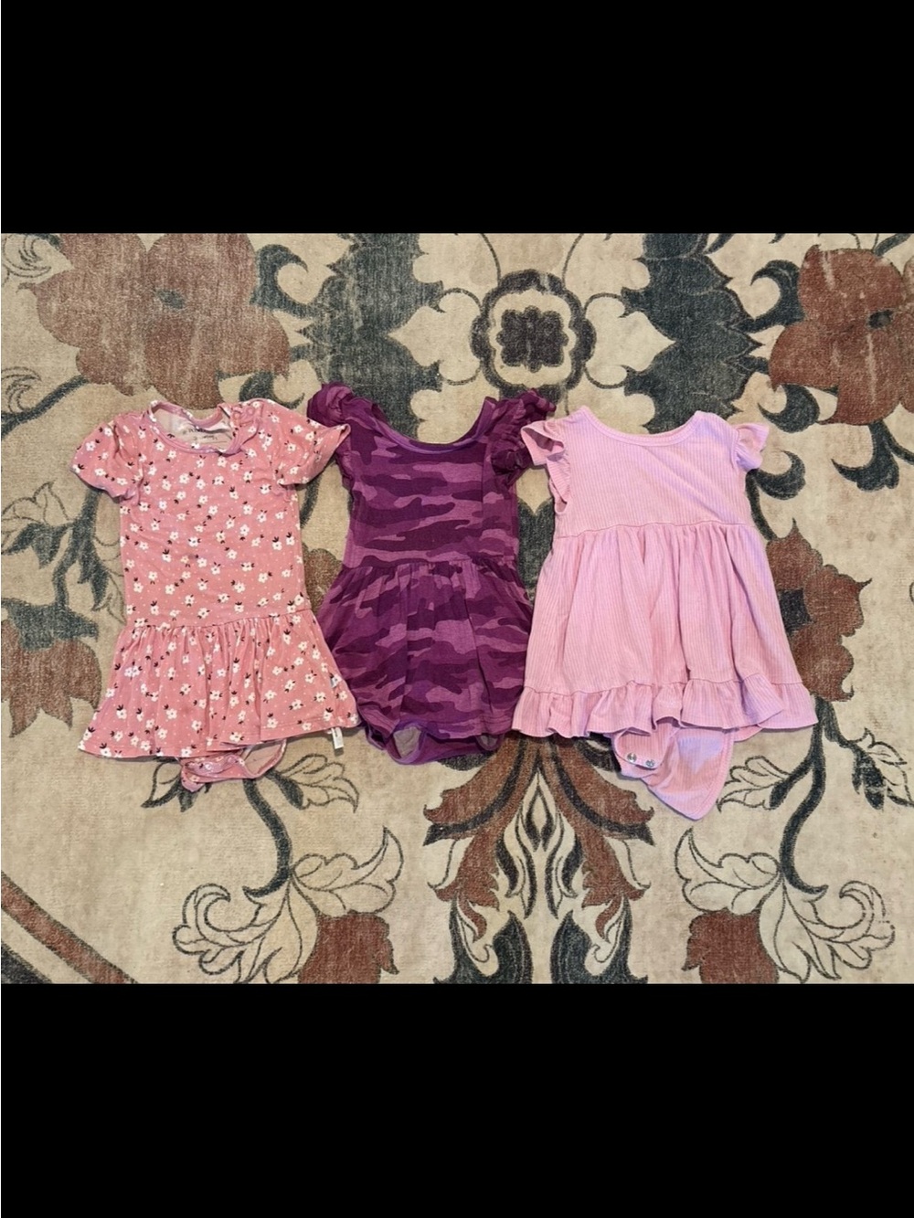 Posh Peanut Pink & Purple Ruffle Romper Dress bundle w LS add on